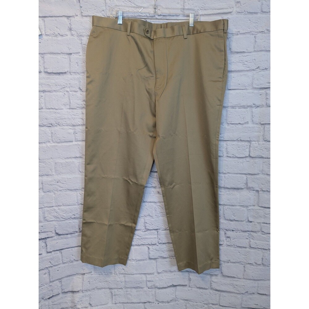 Perry Ellis PORTFOLIO Khaki‎ Wrinkle FreeFlat Front Twill Pants Men's  44x30 NEW